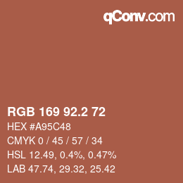 カラーコード: RGB 169 92.2 72 | qconv.com