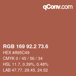 カラーコード: RGB 169 92.2 73.6 | qconv.com
