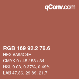 カラーコード: RGB 169 92.2 78.6 | qconv.com