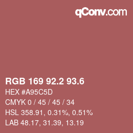 カラーコード: RGB 169 92.2 93.6 | qconv.com