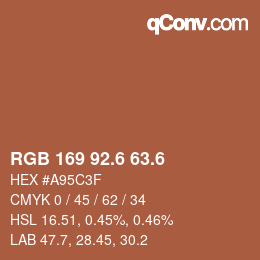 カラーコード: RGB 169 92.6 63.6 | qconv.com