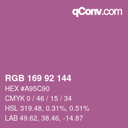 颜色代码: RGB 169 92 144 | qconv.com