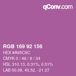 カラーコード: RGB 169 92 156 | qconv.com