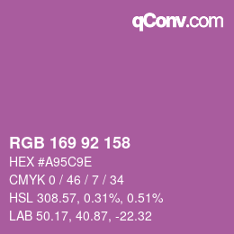 颜色代码: RGB 169 92 158 | qconv.com