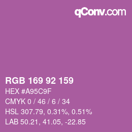 颜色代码: RGB 169 92 159 | qconv.com