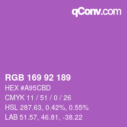 颜色代码: RGB 169 92 189 | qconv.com