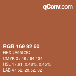 颜色代码: RGB 169 92 60 | qconv.com