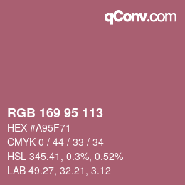 Color code: RGB 169 95 113 | qconv.com
