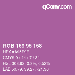 Color code: RGB 169 95 158 | qconv.com