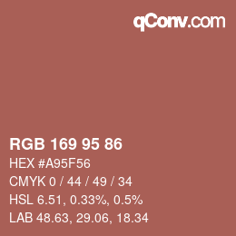 颜色代码: RGB 169 95 86 | qconv.com