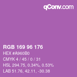 カラーコード: RGB 169 96 176 | qconv.com