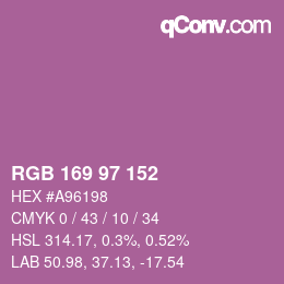 Código de color: RGB 169 97 152 | qconv.com