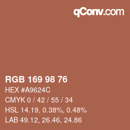 カラーコード: RGB 169 98 76 | qconv.com