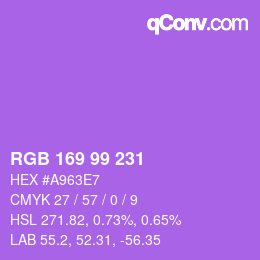 Color code: RGB 169 99 231 | qconv.com