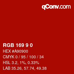 Color code: RGB 169 9 0 | qconv.com