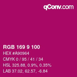 カラーコード: RGB 169 9 100 | qconv.com