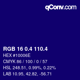 カラーコード: RGB 16 0.4 110.4 | qconv.com