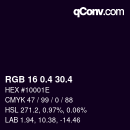 カラーコード: RGB 16 0.4 30.4 | qconv.com