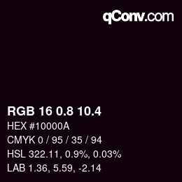 カラーコード: RGB 16 0.8 10.4 | qconv.com