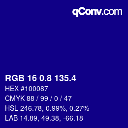 カラーコード: RGB 16 0.8 135.4 | qconv.com