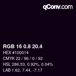 カラーコード: RGB 16 0.8 20.4 | qconv.com
