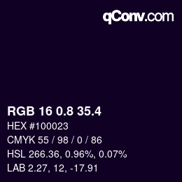 カラーコード: RGB 16 0.8 35.4 | qconv.com