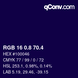 カラーコード: RGB 16 0.8 70.4 | qconv.com
