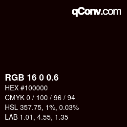 カラーコード: RGB 16 0 0.6 | qconv.com