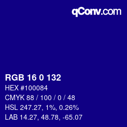 Color code: RGB 16 0 132 | qconv.com