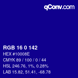 Color code: RGB 16 0 142 | qconv.com