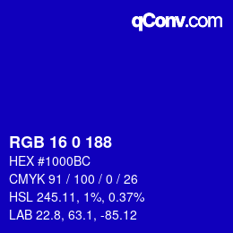 Color code: RGB 16 0 188 | qconv.com