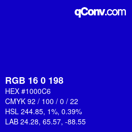 Color code: RGB 16 0 198 | qconv.com