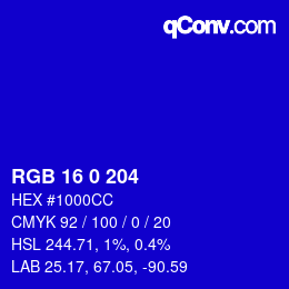 カラーコード: RGB 16 0 204 | qconv.com