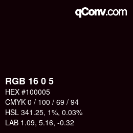 Color code: RGB 16 0 5 | qconv.com