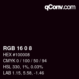 Color code: RGB 16 0 8 | qconv.com