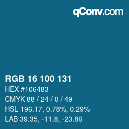 カラーコード: RGB 16 100 131 | qconv.com