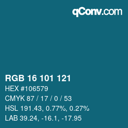 Color code: RGB 16 101 121 | qconv.com