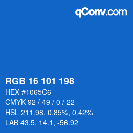 Color code: RGB 16 101 198 | qconv.com