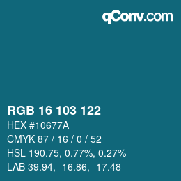 Color code: RGB 16 103 122 | qconv.com
