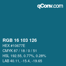 Color code: RGB 16 103 126 | qconv.com