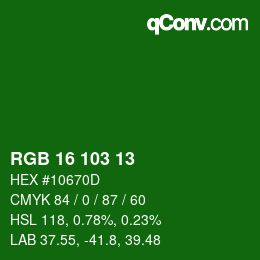 Color code: RGB 16 103 13 | qconv.com