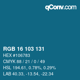 Color code: RGB 16 103 131 | qconv.com