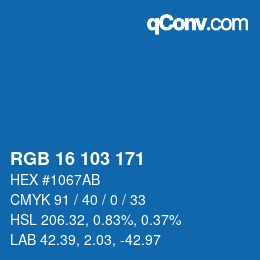 Color code: RGB 16 103 171 | qconv.com