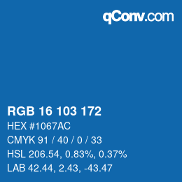 カラーコード: RGB 16 103 172 | qconv.com