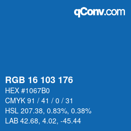 Color code: RGB 16 103 176 | qconv.com