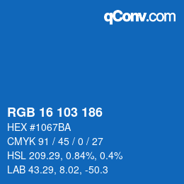 カラーコード: RGB 16 103 186 | qconv.com