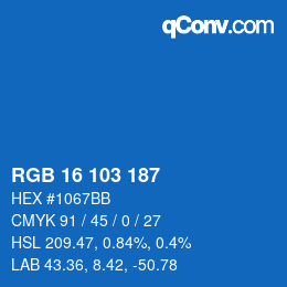 Color code: RGB 16 103 187 | qconv.com