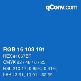Color code: RGB 16 103 191 | qconv.com