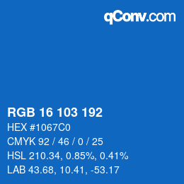 カラーコード: RGB 16 103 192 | qconv.com