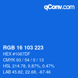 Color code: RGB 16 103 223 | qconv.com